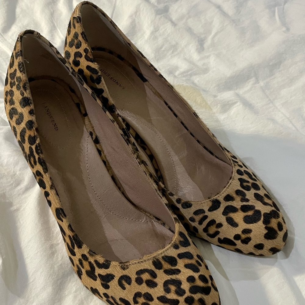 Lands End Leopard Print Calf Hair Heels